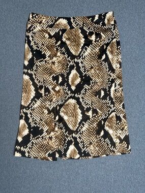 Allison Taylor Snake-Print Midi Skirt in Brown and Black #42SK